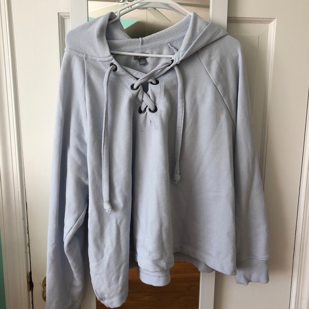 Aerie baby blue lace up hoodie!